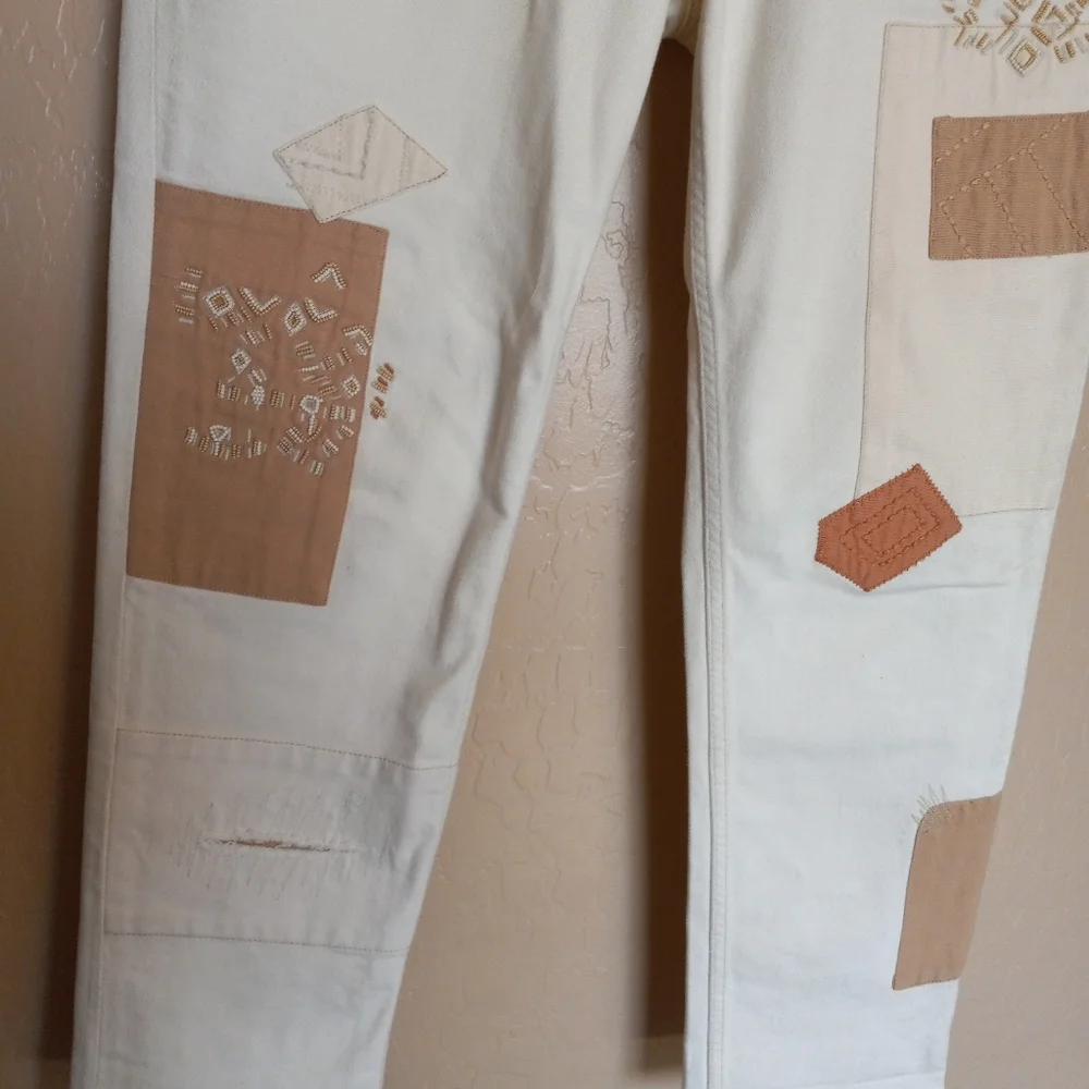 Lauren Ralph Lauren Patchwork Beaded Boho Relaxed Tapered Ankle Jean